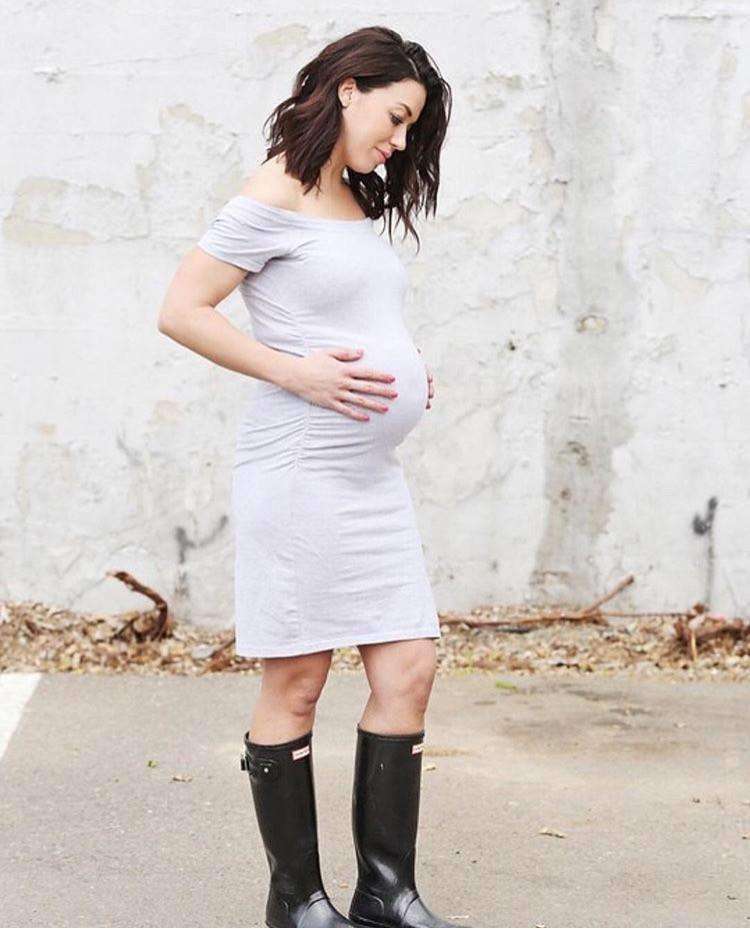 Dress - Grey Bardot Maternity Dress