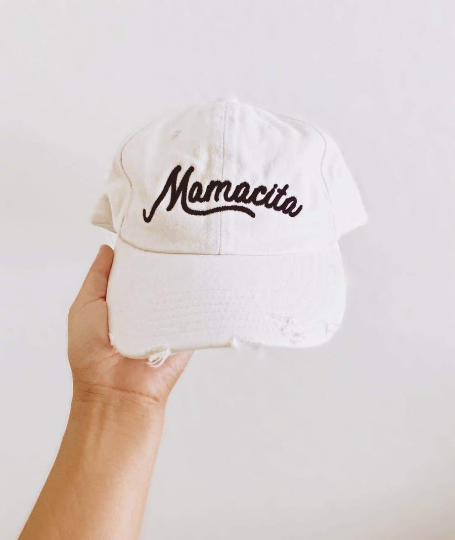 Mamacita Distressed White Baseball Hat